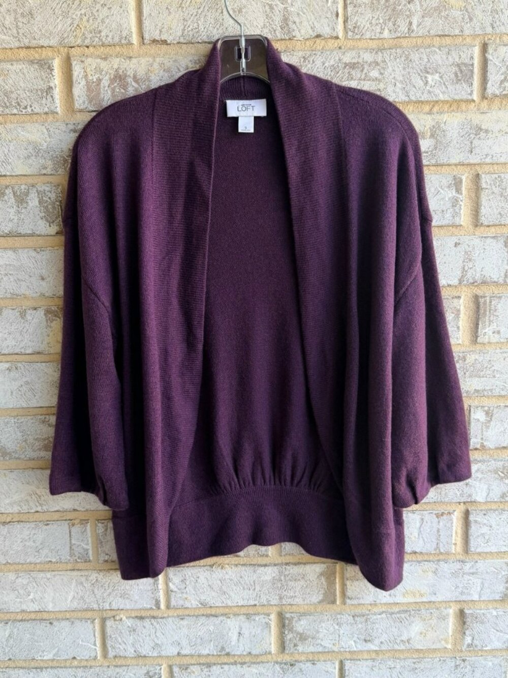 Ann Taylor LOFT 3/4 Sleeve Rabbit Hair Blend Open Front Cardigan Sweater Size S.
